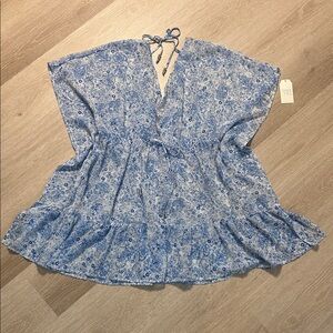 Time & Tru Floral Flowy Sheer Swim Suit Cover Up